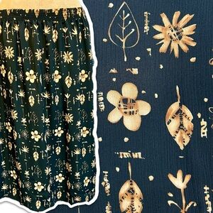 VINTAGE 90s earthy‎ botanical floral nature midi skirt elastic waist NWT